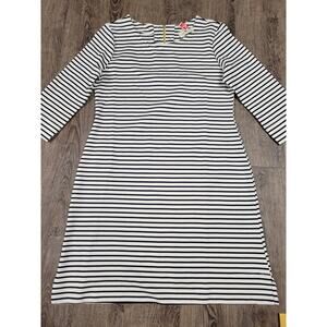 Betsey's Boutique Shop NWT Navy Blue Ivory Stripe Classic Dress Large Timeless